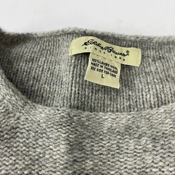 Eddie Bauer Womens Large 100% Wool Sweater Gray, Cropped Length - Picture 6 of 10